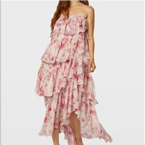 MISA Floral Strapless Maxi Dress